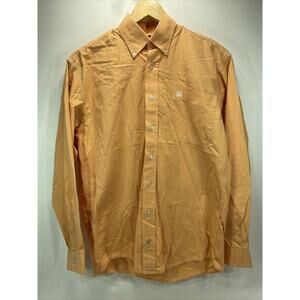 Cinch Orange Plaid Long Sleeve Shirt Mens Size XS 32"-34" Chest